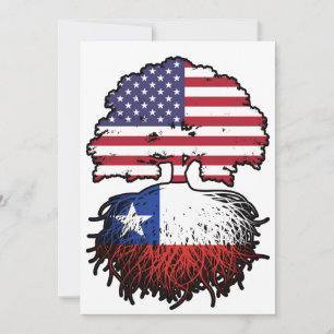 Chile Chilean American USA Tree Roots Flag Invitation
