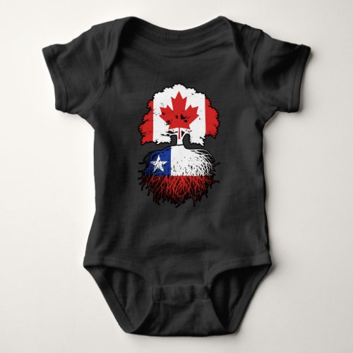 Chile Chilean Canadian Canada Tree Roots Flag Baby Bodysuit