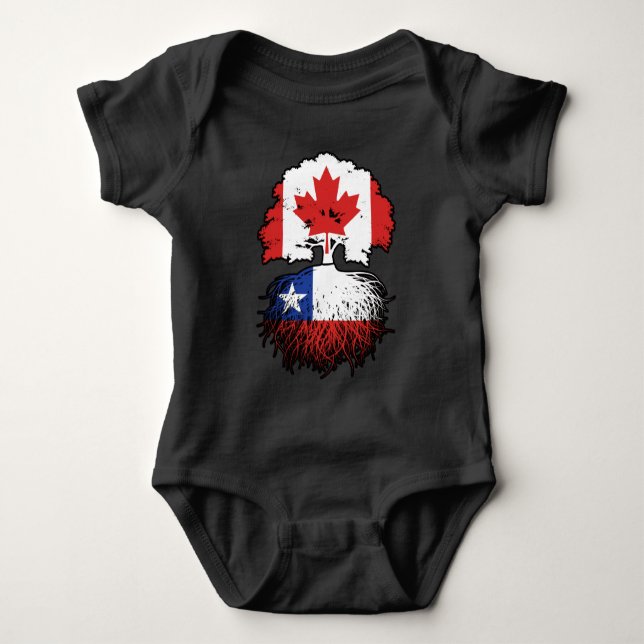 Chile Chilean Canadian Canada Tree Roots Flag Baby Bodysuit (Front)