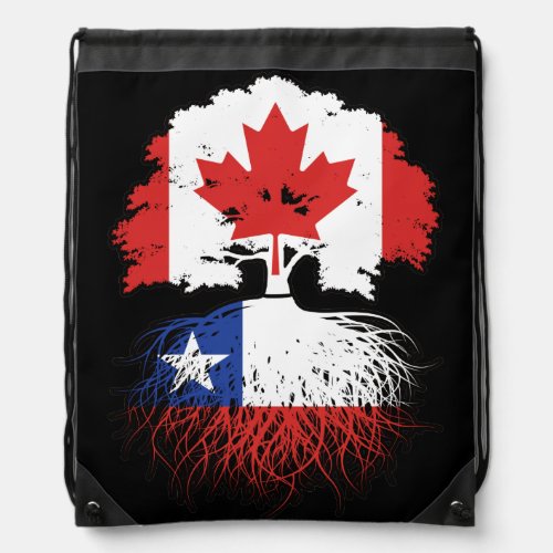 Chile Chilean Canadian Canada Tree Roots Flag Drawstring Bag