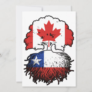 Chile Chilean Canadian Canada Tree Roots Flag Invitation