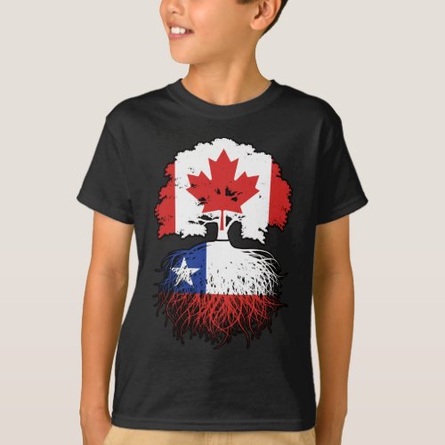 Chile Chilean Canadian Canada Tree Roots Flag T_Shirt