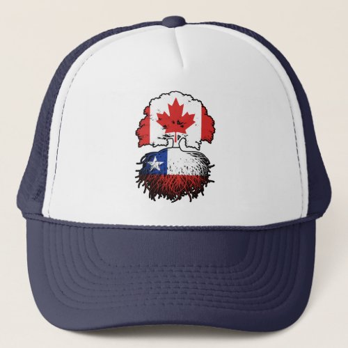 Chile Chilean Canadian Canada Tree Roots Flag Trucker Hat