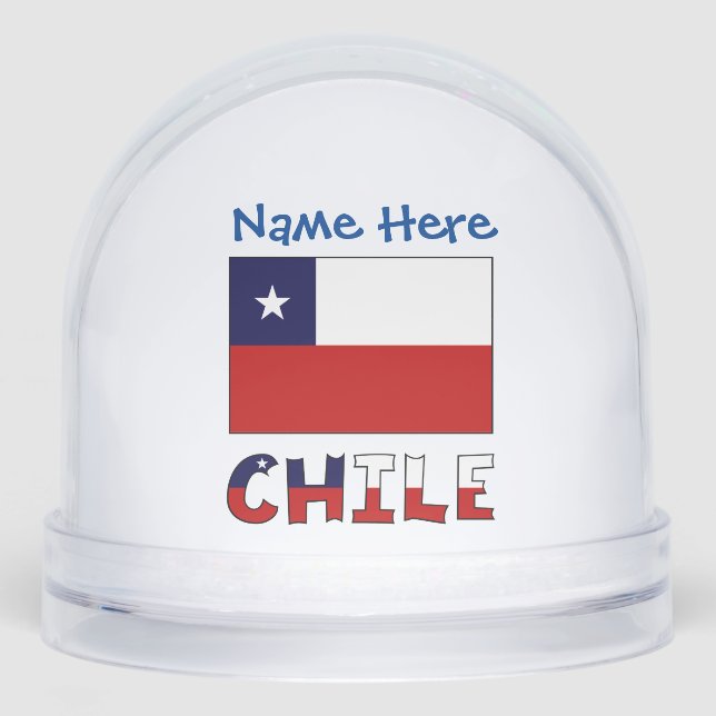 Chile Chilean Flag Blue Personalization  Snow Globe (Front)