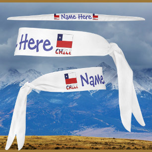 Chile Chilean Flag Blue Personalized Tie Headband