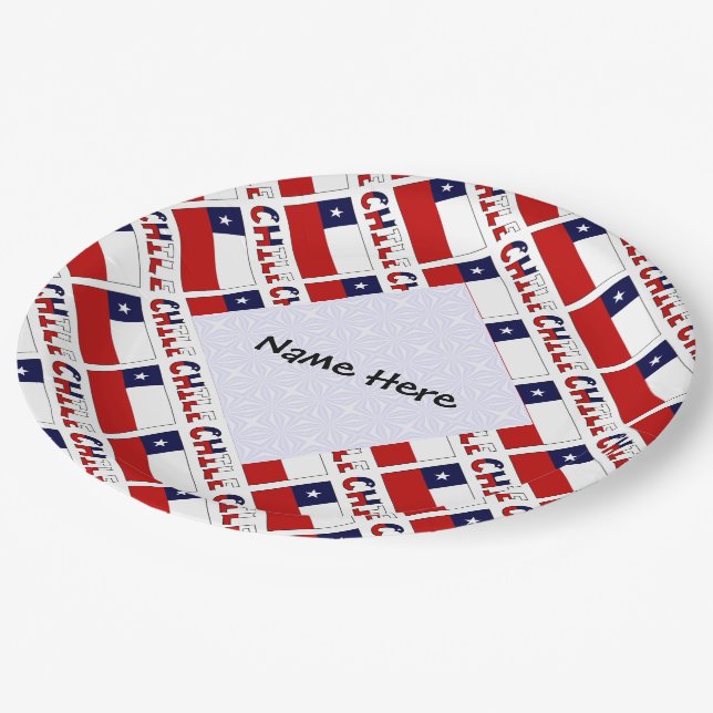 Chile Chilean Flag Tiled Personalized  Paper Plates (Angled)