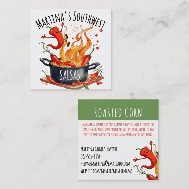 Chile chili peppers Mexican food salsa catering Square Business Card (Front/Back)