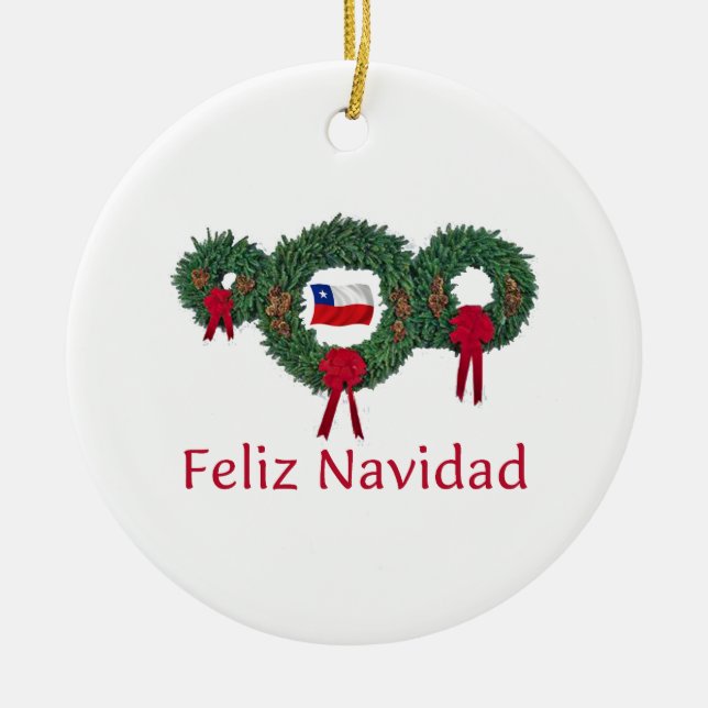 Chile Christmas 2 Ceramic Ornament (Front)