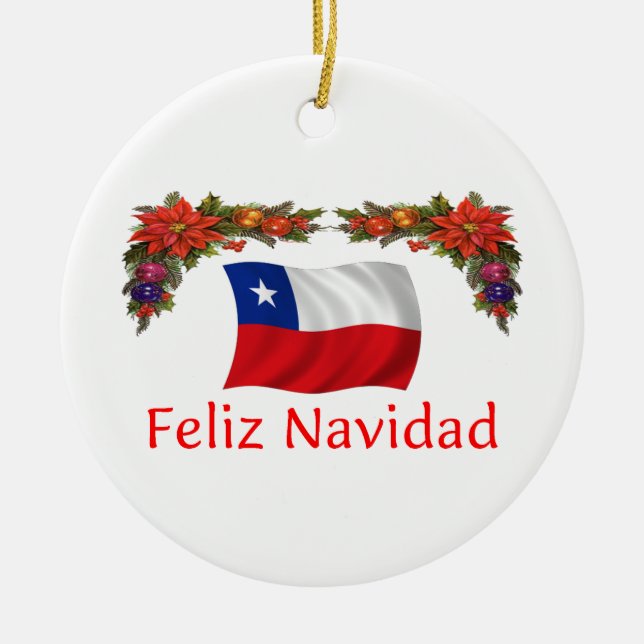 Chile Christmas Ceramic Ornament (Front)