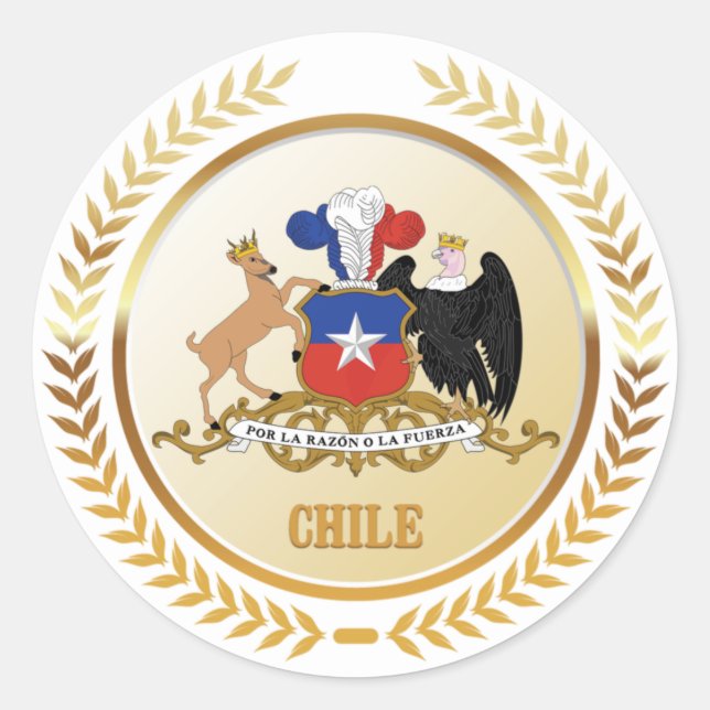 Chile Coat Of Arms Classic Round Sticker (Front)