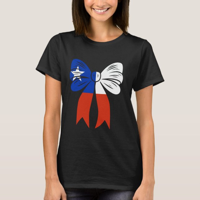Chile Coquette Bow Cute Dainty Ribbon Chilean Flag T-Shirt (Front)
