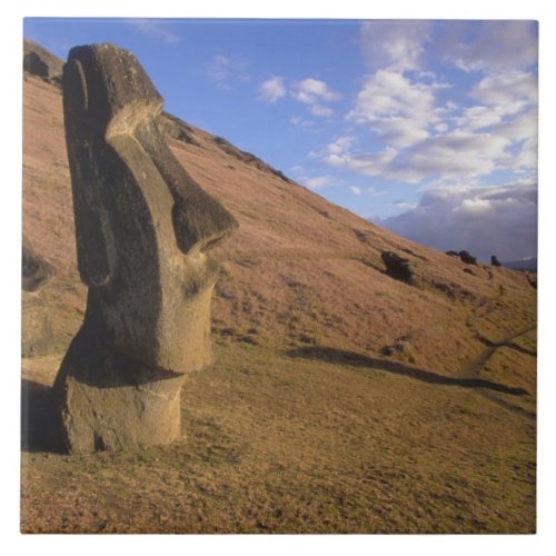 Chile Easter Island Hillside with Moai Tile