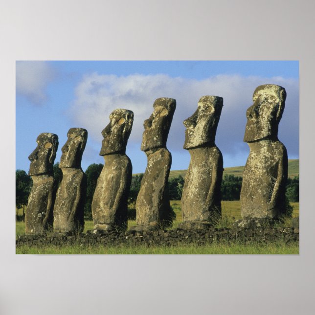 Chile, Easter Island, Rapa Nui, Ahu Akivi Poster (Front)