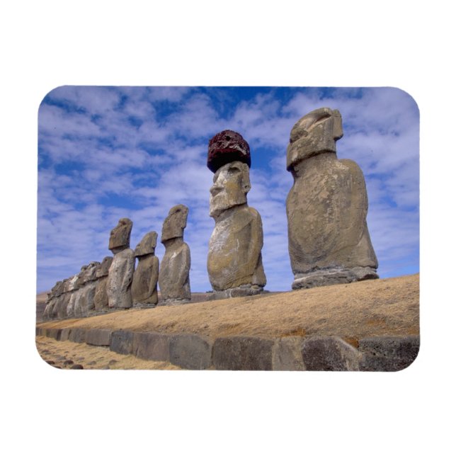Chile, Easter Island. The 15 Moais at Ahu Magnet (Horizontal)