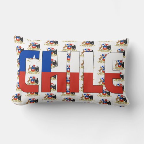 Chile Flag and Coat of Arms Patriotic Lumbar Pillow
