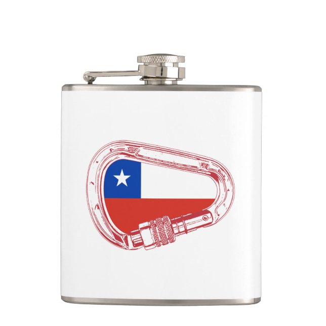 Chile Flag Climbing Carabiner Flask (Front)