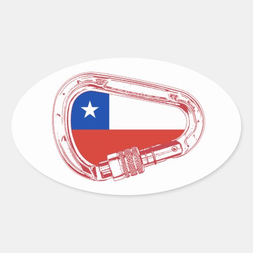 Chile Flag Climbing Carabiner Oval Sticker