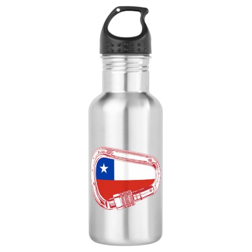 Chile Flag Climbing Carabiner Stainless Steel Water Bottle