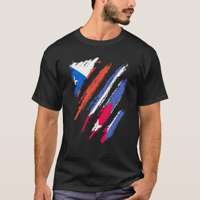 Chile Flag Cuba Grown Patriot Country Stripes T-Shirt (Front)