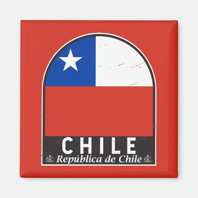 Chile Flag Emblem Distressed Vintage Magnet (Front)