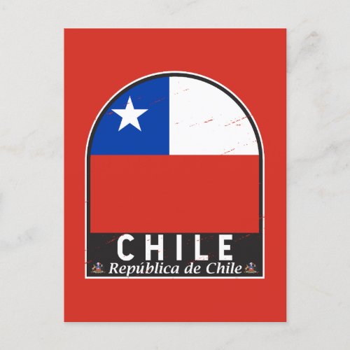 Chile Flag Emblem Distressed Vintage Postcard