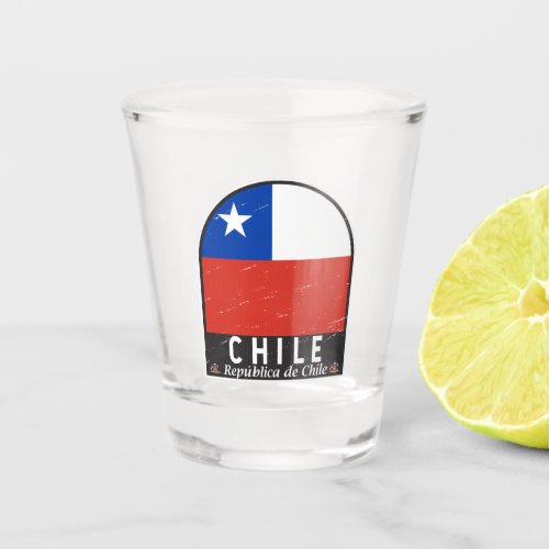 Chile Flag Emblem Distressed Vintage Shot Glass