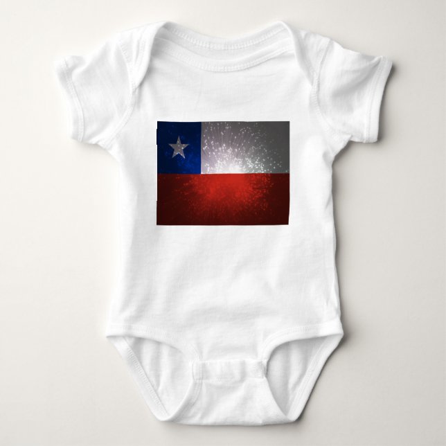 Chile Flag Firework Baby Bodysuit (Front)