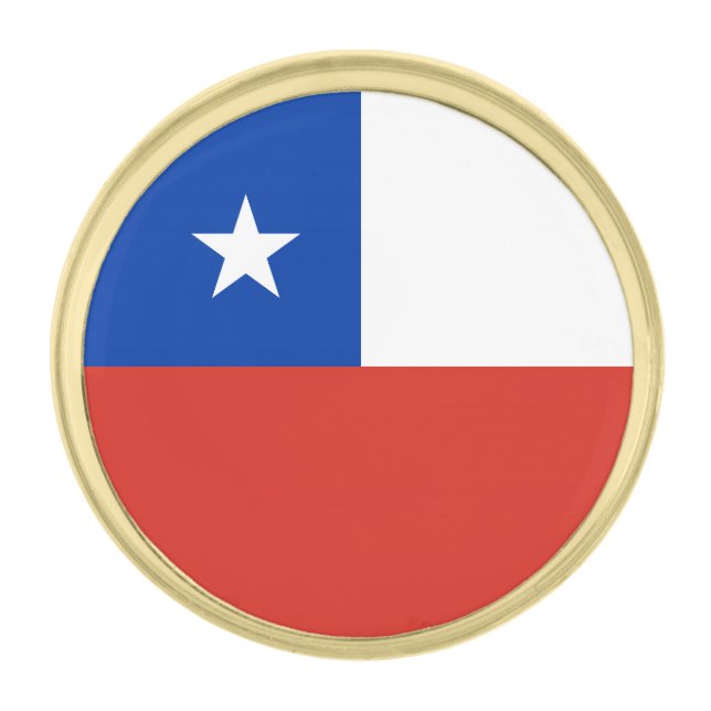 Chile Flag Gold Finish Lapel Pin (Front)