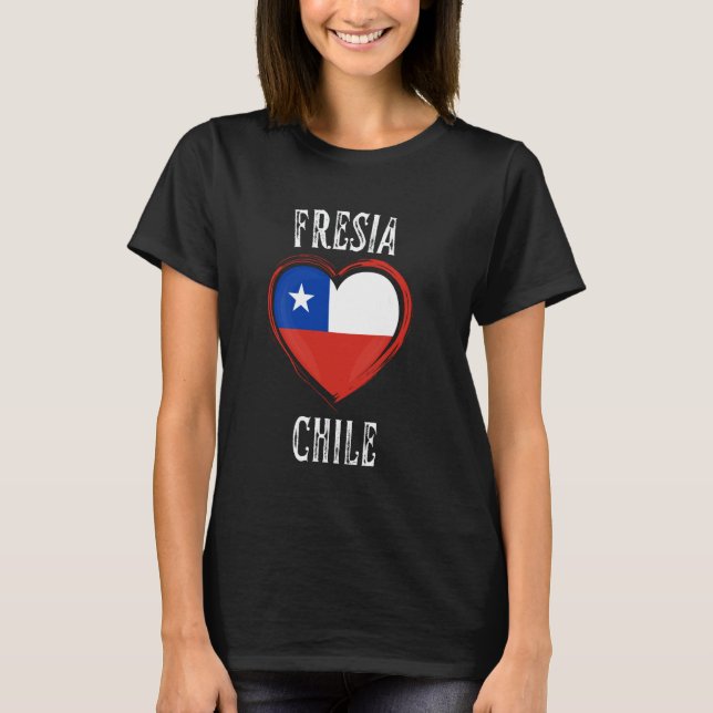 Chile Flag Heart Fresia City T-Shirt (Front)