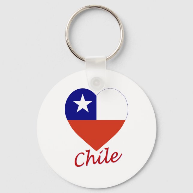 Chile Flag Heart Keychain (Front)