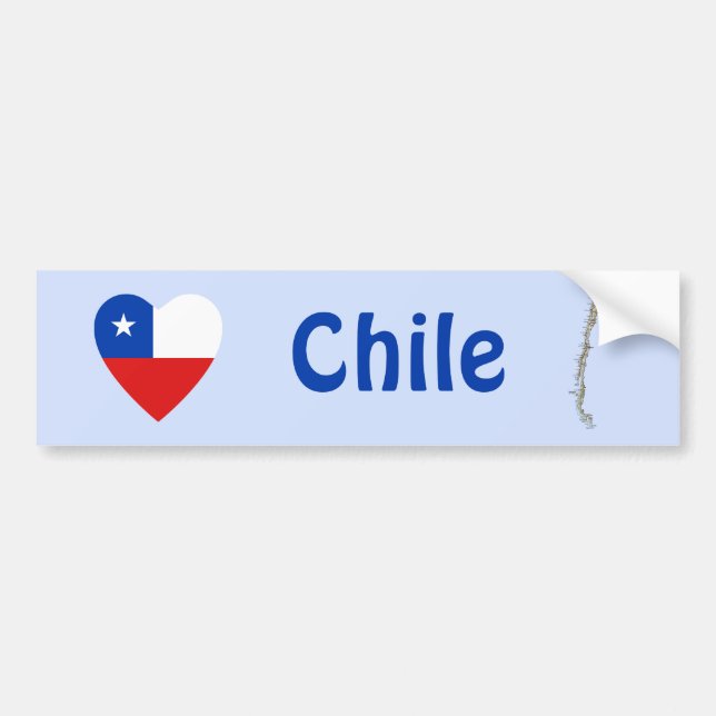 Chile Flag Heart + Map Bumper Sticker (Front)