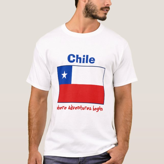 Chile Flag + Map + Text T-Shirt (Front)