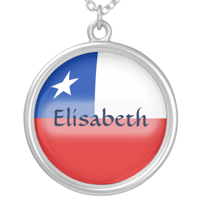 Chile Flag + Name Necklace (Front)