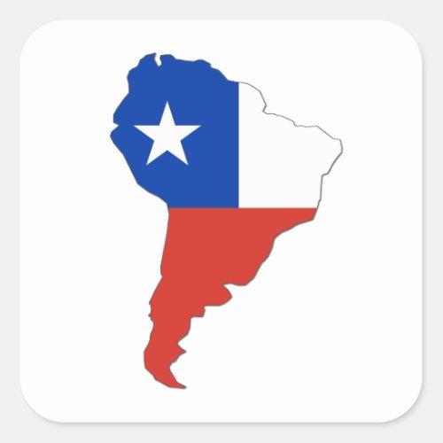 Chile Flag on a Map of South America Square Sticker