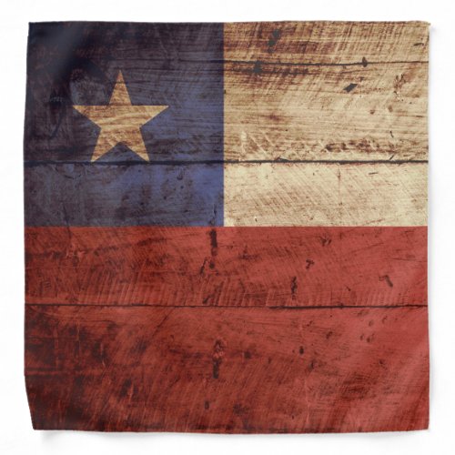 Chile Flag on Old Wood Grain Bandana