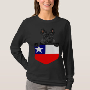 Chile Flag Scottish Terrier Dog In Pocket T-Shirt