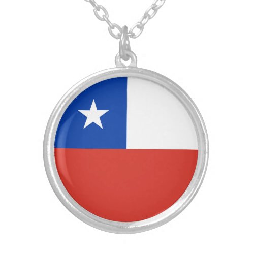 Chile Flag Silver Plated Necklace