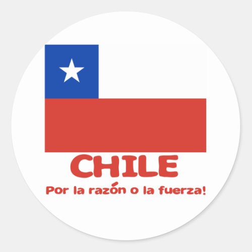 Chile Flag T_shirt with Chilean Motto Classic Round Sticker