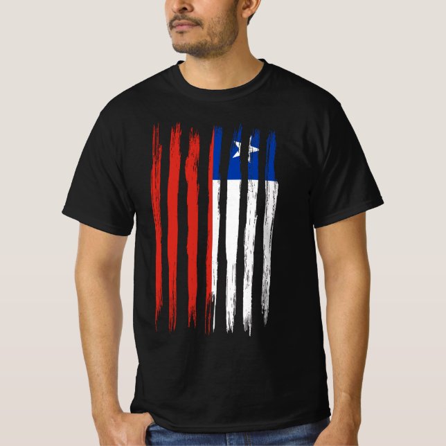 Chile flag with brush paint textured isolated T-Shirt (Front)
