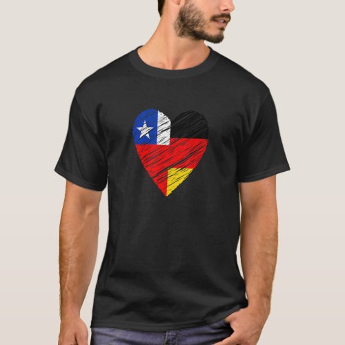 Chile Germany Heart German Flag Chilean Flag Love  T_Shirt