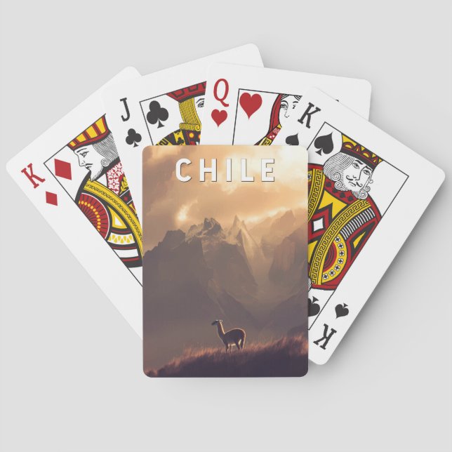 Chile Illustration Travel Art Vintage Poker Cards (Back)