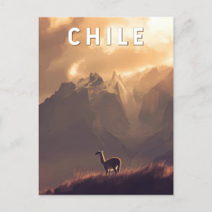 Chile Illustration Travel Art Vintage Postcard
