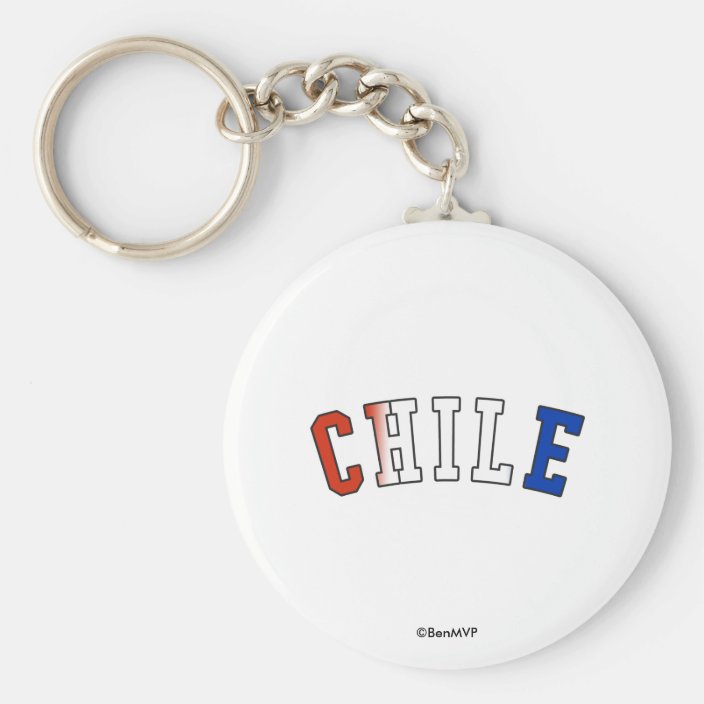Chile in National Flag Colors Key Chain