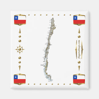 Chile Map + Flags Magnet