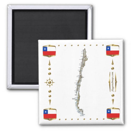 Chile Map  Flags Magnet