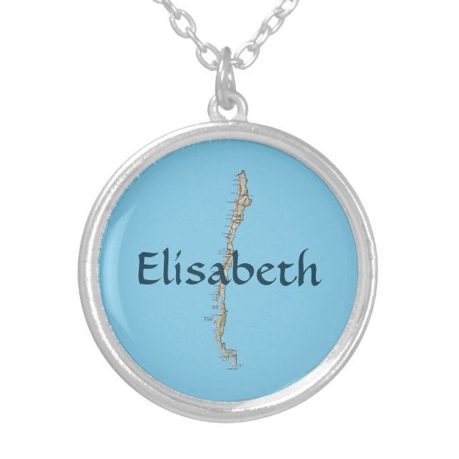 Chile Map + Name Necklace (Front)