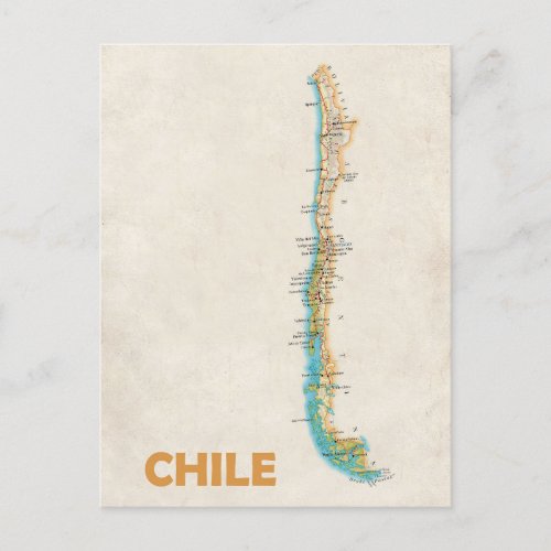 Chile map postcard