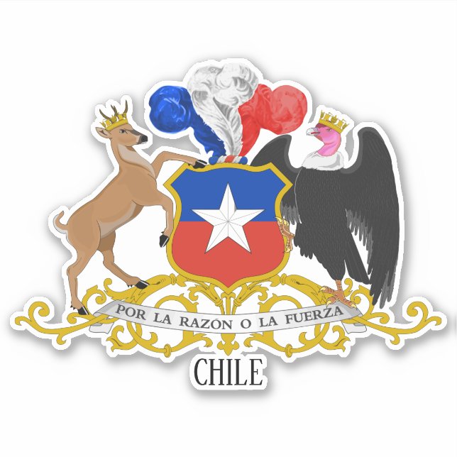 Chile National Coat Of Arms Patriotic Sticker (Front)