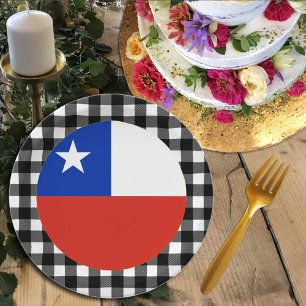 Chile Plate, buffalo plaid & Chilean Flag Paper Plates