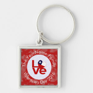 Chile Red LOVE Flag Personalized Keychain